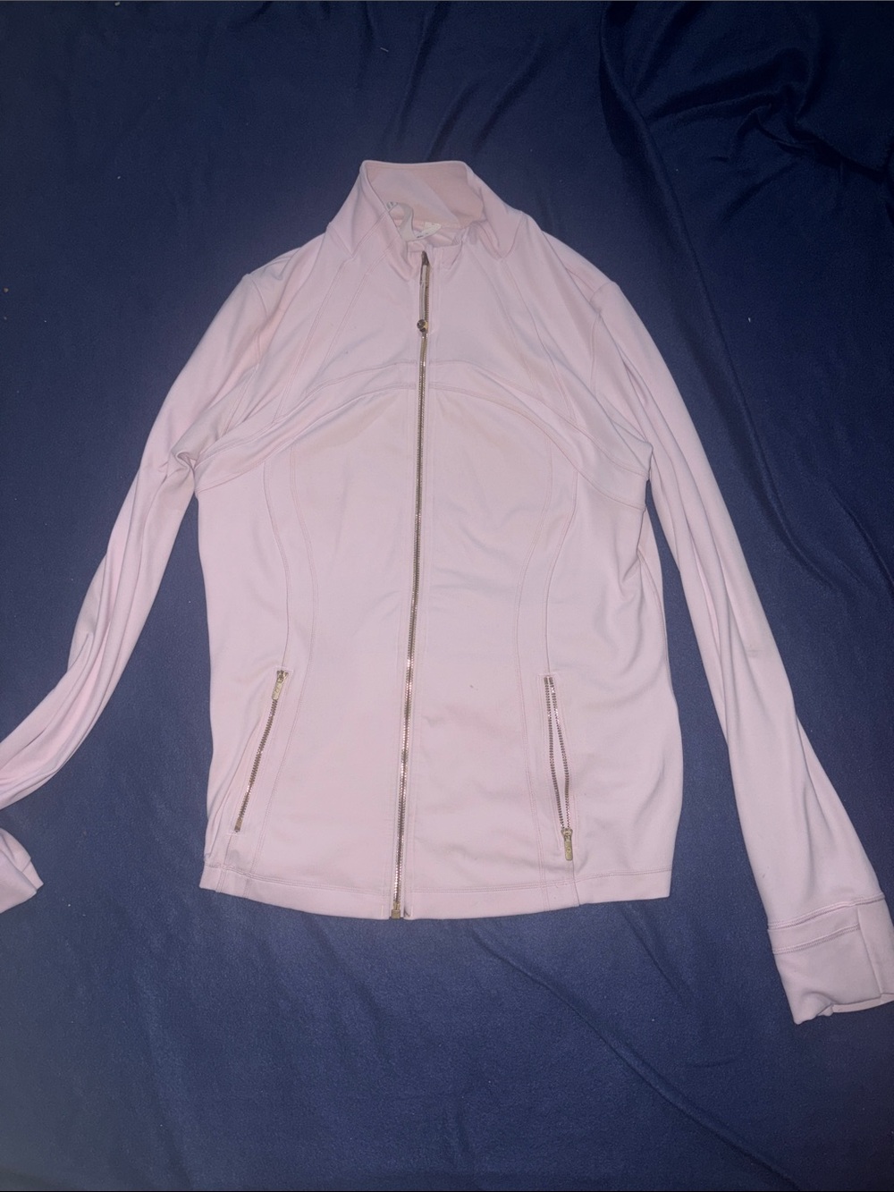 baby pink lululemon define Full-Zip Jacket with gold collar size 14